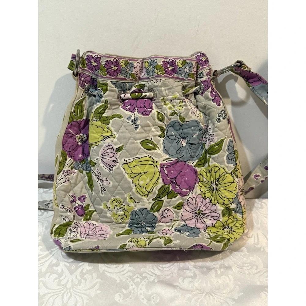 Vera Bradley Daisy Hipster Crossbody Drawstring Tote Bag Hobo Quilted Watercolor